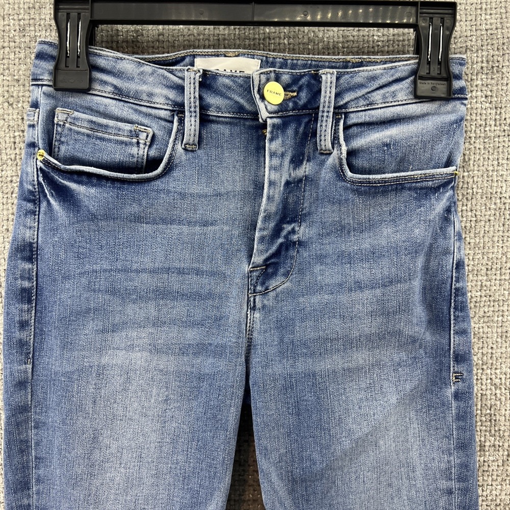 Frame Le One Skinny Womens Sz 1 26‎ In Waist Organic Cotton Blend Distressed Hem